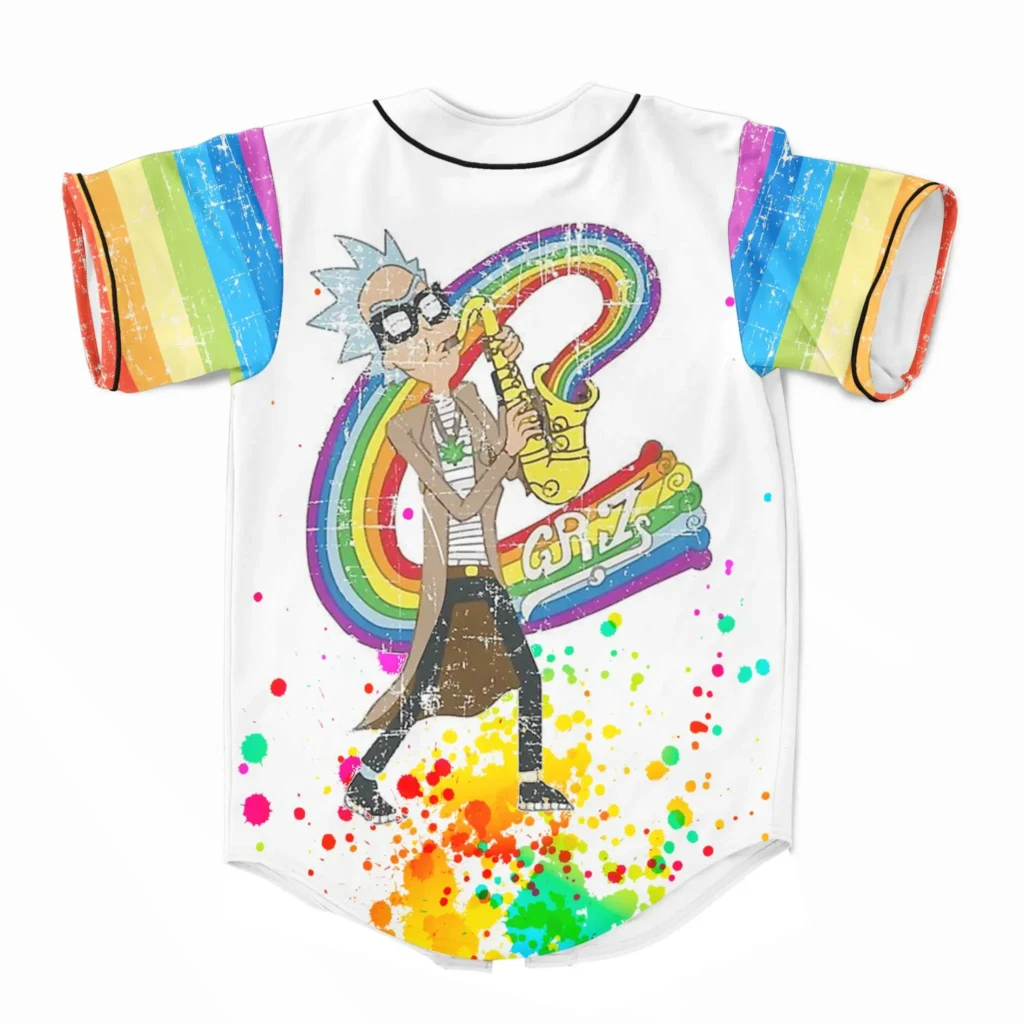 Griz rainbow trumpet Jersey Harajuku Thin button Baseball Uniform Men Women Baseball Jersey For EDM Festivals 1 - Griz Merch