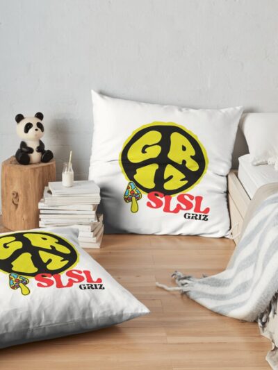 Griz Merch Griz Peace Logo Throw Pillow Official Griz Merch