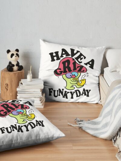 Griz Merch Griz Have A Funky Day Throw Pillow Official Griz Merch