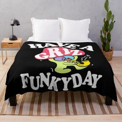 Griz Merch Griz Have A Funky Day Throw Blanket Official Griz Merch