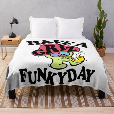 Griz Merch Griz Have A Funky Day Throw Blanket Official Griz Merch