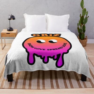 Griz Merch Dripy Smiley Throw Blanket Official Griz Merch