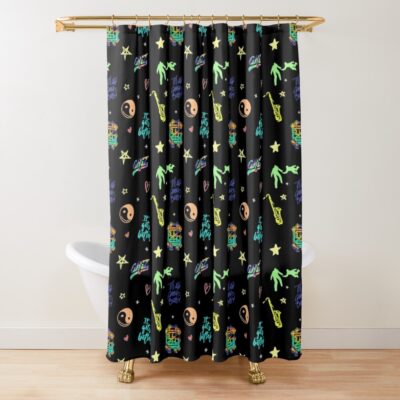 Griz Pattern In Color Shower Curtain Official Griz Merch